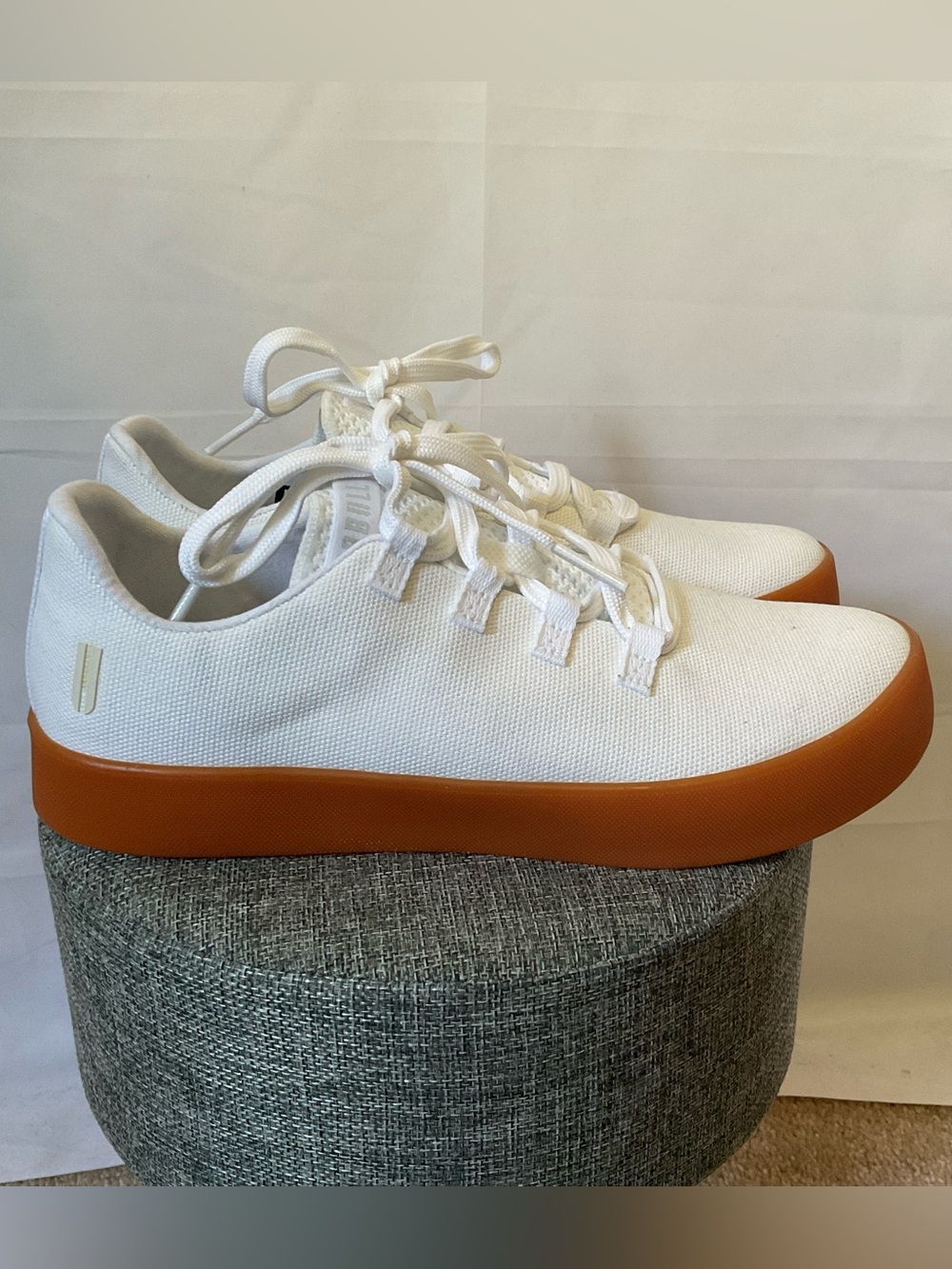 NOBULL White Canvas Sneakers with Gum-Orange Sole Like New Size W 10.5 / M 9